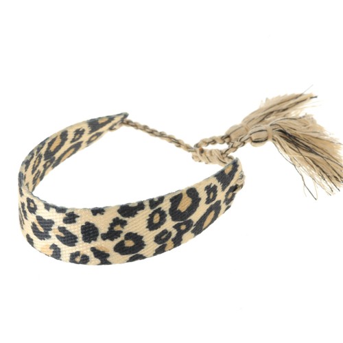 Pulsera ajustable de 19 mm de ancho - estampado de leopardo - Marrón - Negro x1
