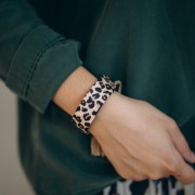 Pulsera ajustable de 19 mm de ancho - estampado de leopardo - Marrón - Negro x1