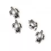 Cuenta mini tortuga 9x7 mm Chapado Plateado envejecido x1