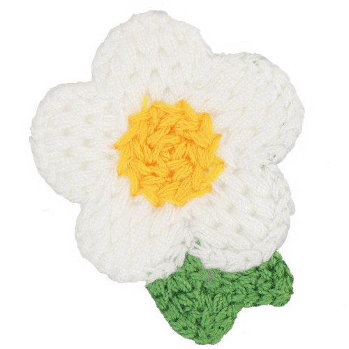 Colgante Flor de ganchillo 47x40 mm - Blanco - Amarillo - Verde x1