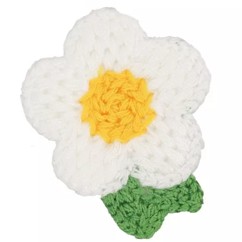 Colgante Flor de ganchillo 47x40 mm - Blanco - Amarillo - Verde x1