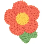 Colgante Flor de ganchillo 47x40 mm - Naranja - Amarillo - Verde x1