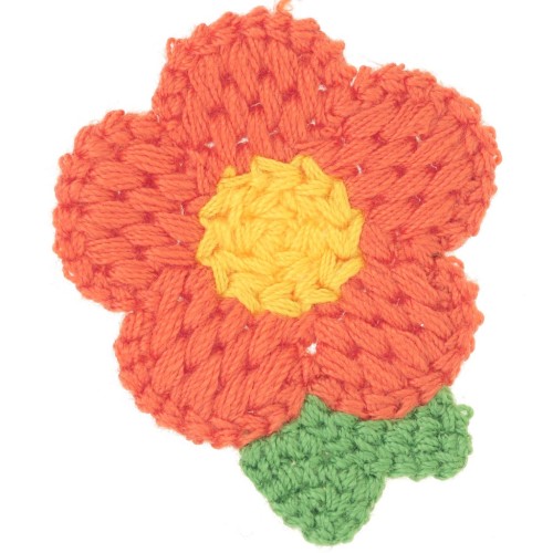 Colgante Flor de ganchillo 47x40 mm - Naranja - Amarillo - Verde x1