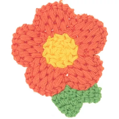 Colgante Flor de ganchillo 47x40 mm - Naranja - Amarillo - Verde x1