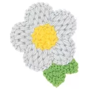 Colgante flor de ganchillo 47x40 mm - Gris - Amarillo - Verde x1