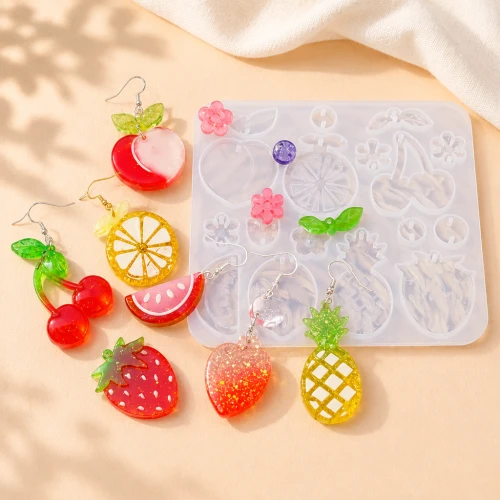 Molde de silicona para colgantes y Entrepieza de frutas y flores x1