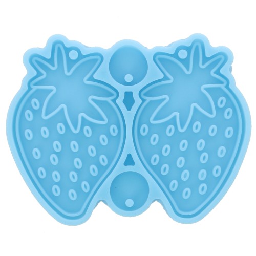 Molde de silicona para hacer colgantes de fresa en resina epoxi y polvo cerámico