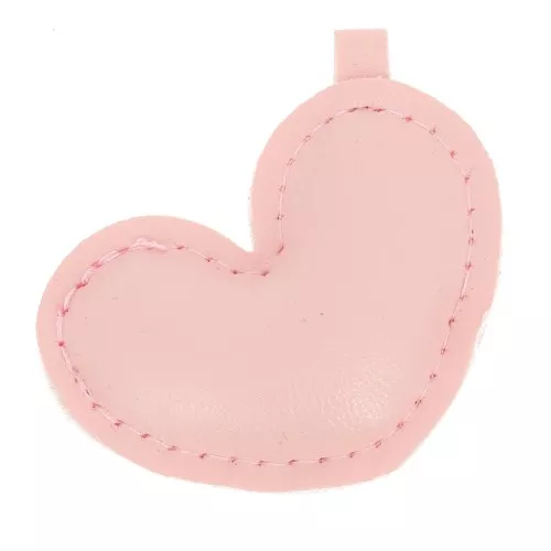 Colgante corazón abombado 46x47 mm, polipiel - Rosa claro x1