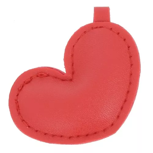 Colgante corazón abombado 46x47 mm, polipiel - Rojo x1