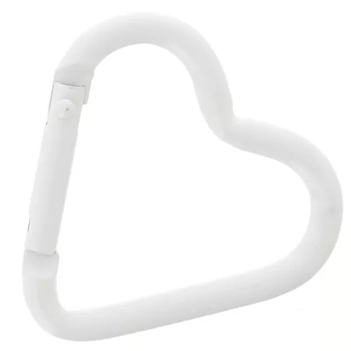 Cierre mosquetón corazón aluminio 42x44 mm - Blanco x1
