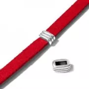 Cuenta pasante rectángulo estriado para cordón 5 mm Dorado con oro fino x1