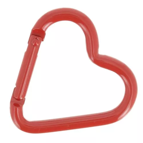 Cierre mosquetón corazón aluminio 42x44 mm - Rojo x1