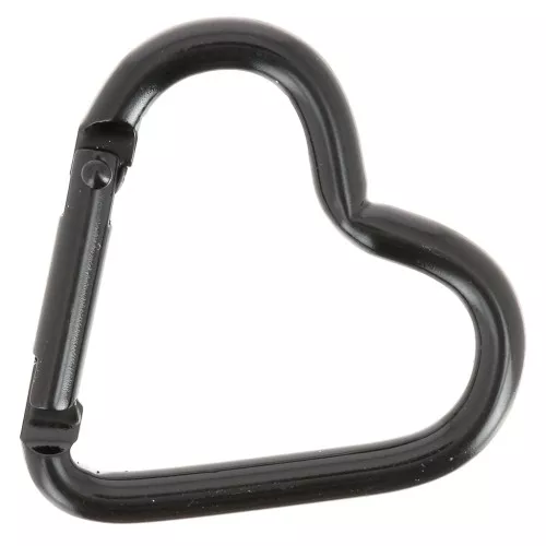 Cierre mosquetón corazón de aluminio 42x44 mm - Negro x1