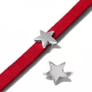 Cuenta pasante estrella para cordón 5 mm dorado rosa x1