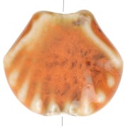 14 mm Cuentas de cerámica de concha - Naranja - Negro moteado x4