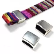 Terminal cuadrado para cordón 10 mm Chapado Plateado envejecido x1