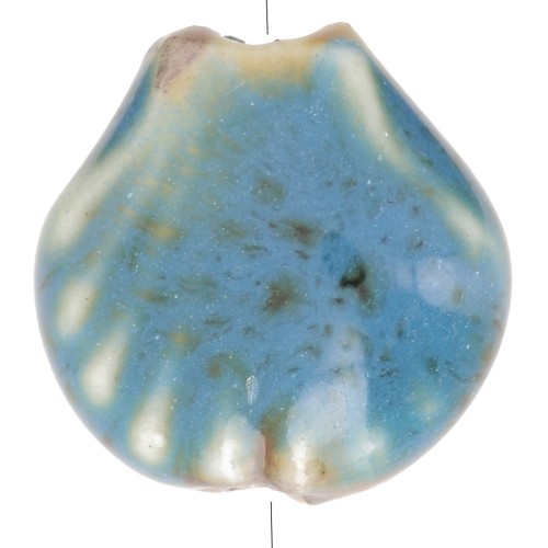 14 mm Cuentas de cerámica - Azul - Negro moteado x4