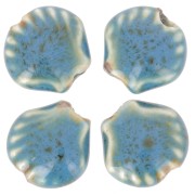 14 mm Cuentas de cerámica - Azul - Negro moteado x4