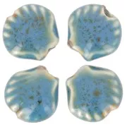 14 mm Cuentas de cerámica - Azul - Negro moteado x4