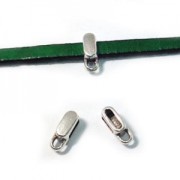 Cuenta pasante engache dije para cordón 5 mm Chapado Plateado envejecido x1