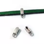 Cuenta pasante engache dije para cordón 5 mm Chapado Plateado envejecido x1