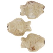 Cuenta pez de cerámica 14x19 mm - Mármol arena x1