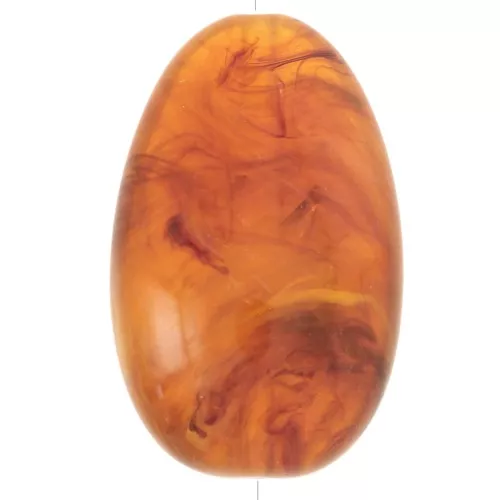 Cuenta acrílica ovalada 41x26 mm - Marrón leonado jaspeado x1