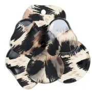 Colgante acrílico Flor en Relieve 45x50 mm - Leopardo Negro - Marrón x1