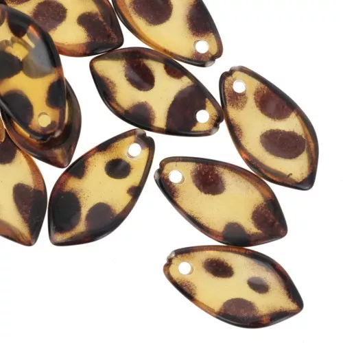 Lentejuela de pétalo de flor abombado de 19x10 mm en acrílico - Marrón moteado x12