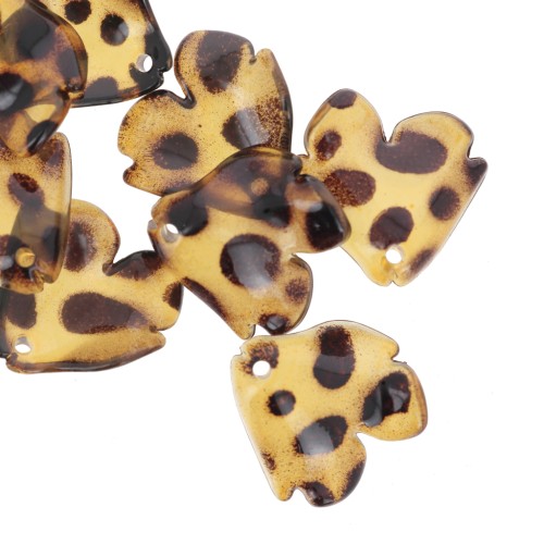 Lentejuelas acrílicas de pétalos de flores de 20x19 mm - Marrón moteado x12