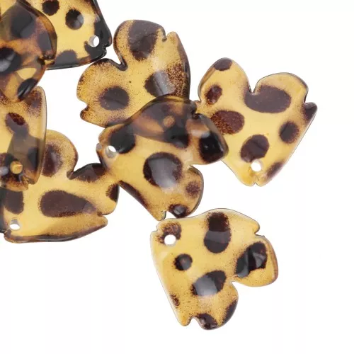 Lentejuelas acrílicas de pétalos de flores de 20x19 mm - Marrón moteado x12