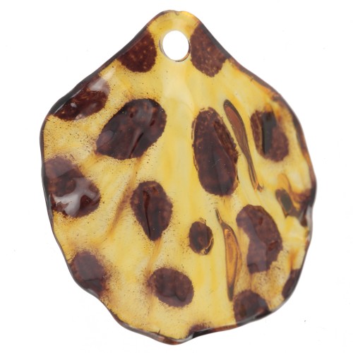 Pétalos de flor curvados 30x26 mm en acrílico - Marrón moteado x6