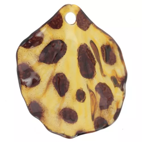 Pétalos de flor curvados 30x26 mm en acrílico - Marrón moteado x6