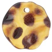 Lentejuelas redondas plisadas de pétalos de flores acrílicas de 19 mm - Marrón moteado x12