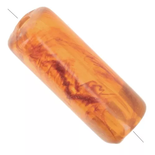 Cuentas de tubo rectas 20x8 mm en acrílico transparente - Marrón jaspeado x10