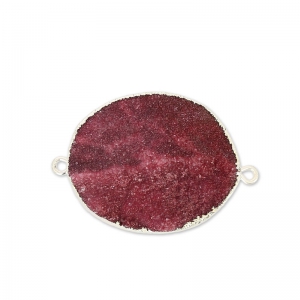 Separador Druzy Agate 2 anillos 35 mm Rosa/plateado x1