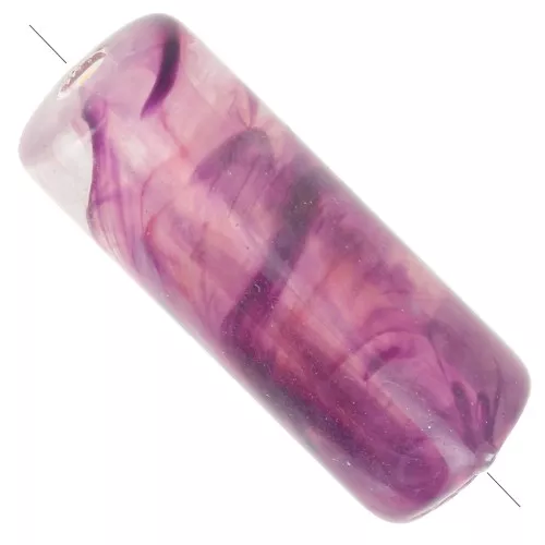 Cuentas de tubo rectas 20x8 mm en acrílico translúcido - Marbled Prune x10