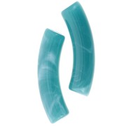 Abalorios acrílicos opacos tubo curvado 32x8 mm - Pato azul jaspeado x6