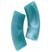 Cuentas tubo curvadas 35x11mm en acrílico opaco - Pato azul jaspeado x6