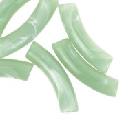 Cuentas de tubo curvado en acrílico opaco 32x8mm - Liquen jaspeado x6