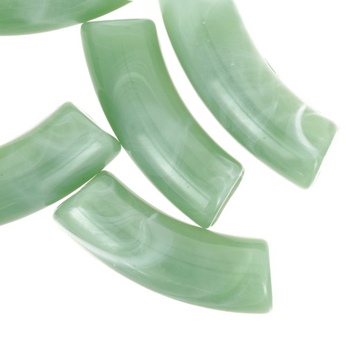 Cuentas tubulares curvadas de acrílico opaco 35x11mm - Liquen jaspeado x6