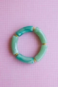 Cuentas tubo curvadas 35x11mm en acrílico opaco - Liquen jaspeado x6