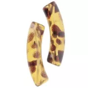 Cuentas acrílicas transparentes 32x8 mm - Marrón claro jaspeado x6