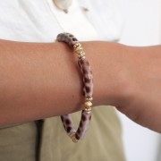 Cuentas acrílicas transparentes 32x8 mm - Marrón claro jaspeado x6