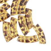 Cuentas acrílicas transparentes 35x11 mm - Marrón claro moteado x6