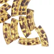 Cuentas acrílicas transparentes 35x11 mm - Marrón claro moteado x6