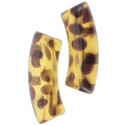 Perlas acrílicas transparentes 35x11 mm tubo curvado - Marrón claro moteado x6