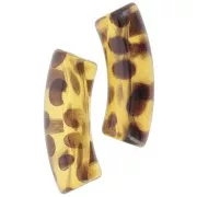 Perlas acrílicas transparentes 35x11 mm tubo curvado - Marrón claro moteado x6