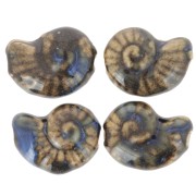 Cuenta de cerámica de concha 20x16 mm - Marrón oscuro - Azul jaspeado x1