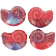 Cuenta de cerámica de concha 20x16 mm - Rojo - Azul jaspeado x1